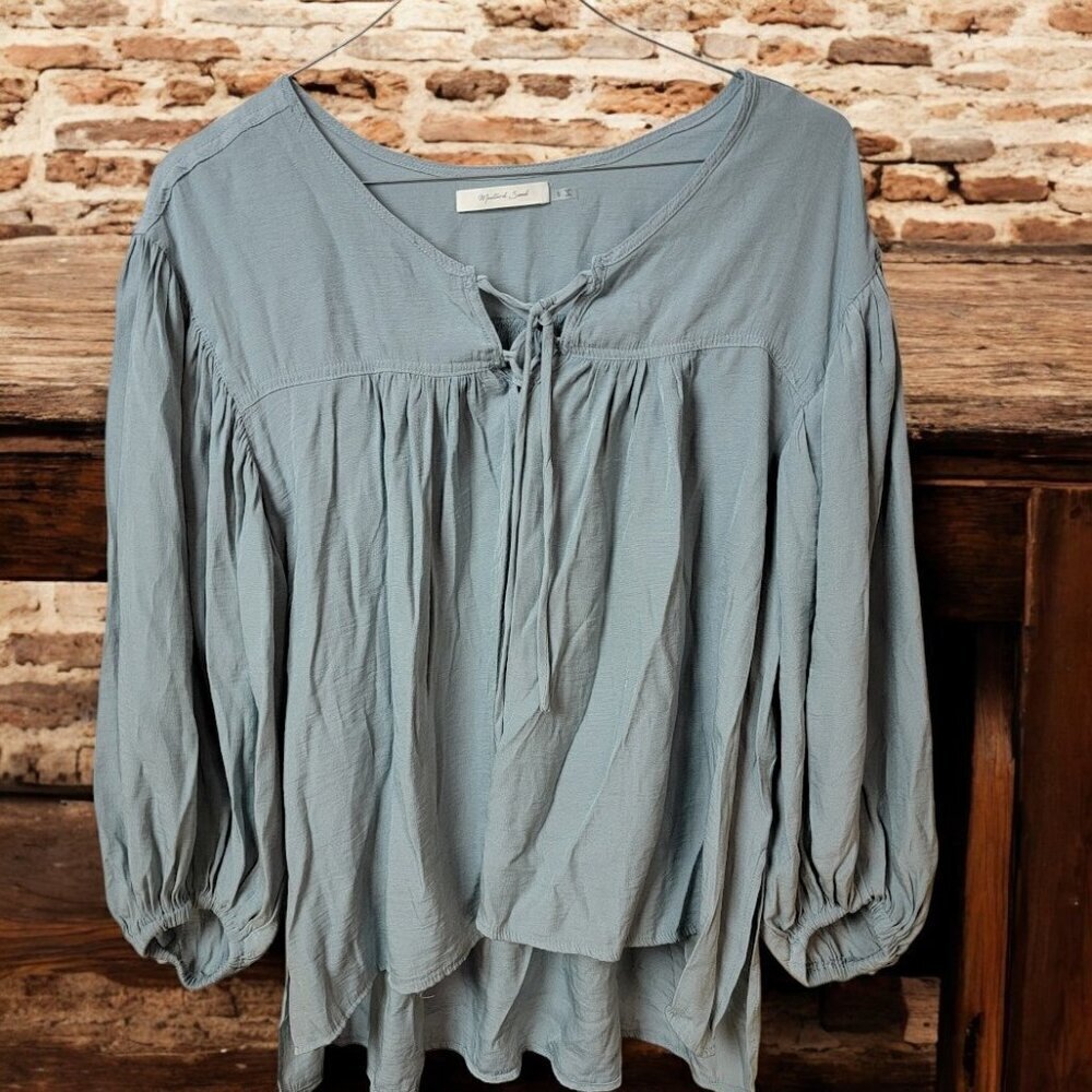 Mustard Seed Ash Blue Baby Doll Top - Size S